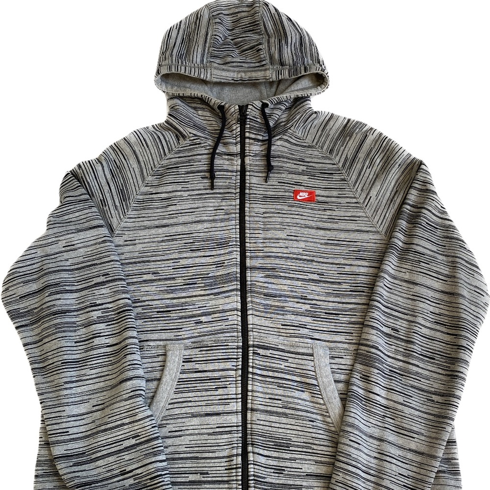 Nike Gray/Black Digital Striped Full Zip Hoodie